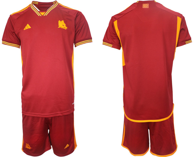 Men's AS Roma Custom 2023/24 Red Home Soccer Jersey Suit